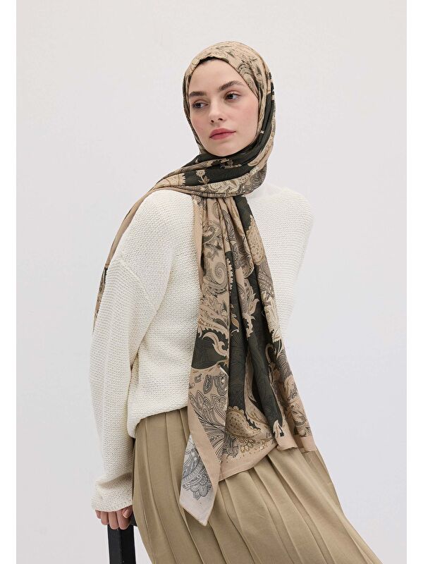 Fresh Scarfs Darıa Desen Şal Askeri Haki