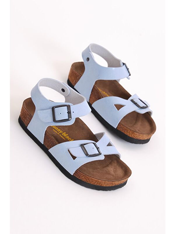 Çocuk Unisex Bebe Mavisi Rahat Kalıp Poli Taban Çift Tokalı Sandalet - Görsel 4