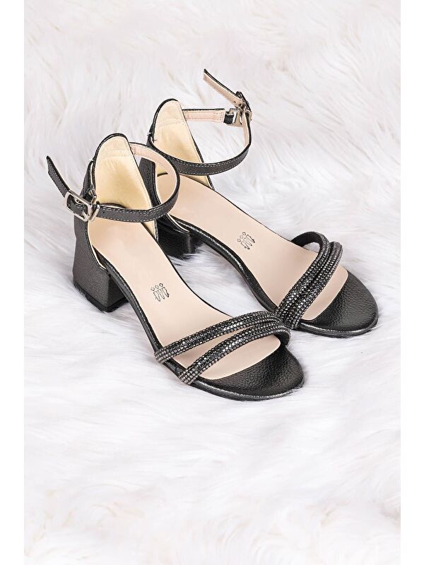 Sarer Vakko Taşlı Kız Çocuk 3 Cm Topuklu Sandalet Abiye Ayakkabı - Görsel 4