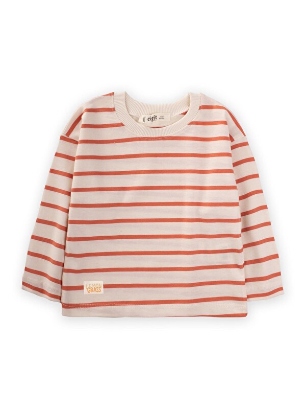 CİGİT Kız Çocuk Çizgili Sweatshirt