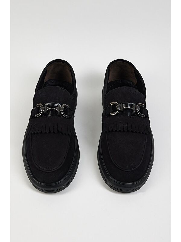 Erkek Siyah Süet Rahat Kalıp Deri Erkek Loafer - Görsel 3