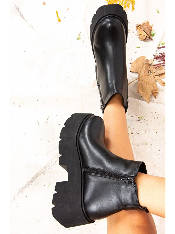 J820060109 Siyah Kadın Bot - Görsel 3