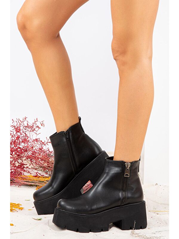 J820060109 Siyah Kadın Bot - Görsel 5