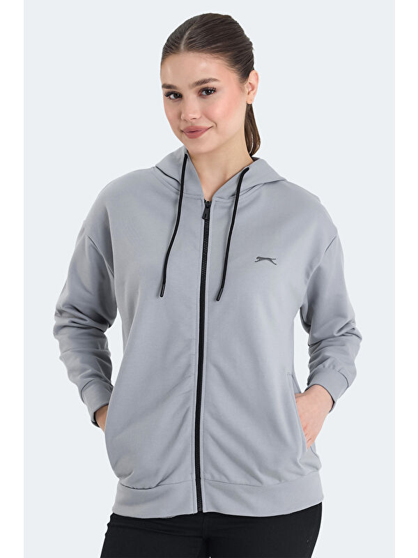 SLAZENGER KATHLEENA IN Kadın Oversıze Gri Sweatshırt