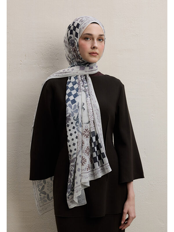 Fresh Scarfs Bella Desen İpek Krep Şal Taş