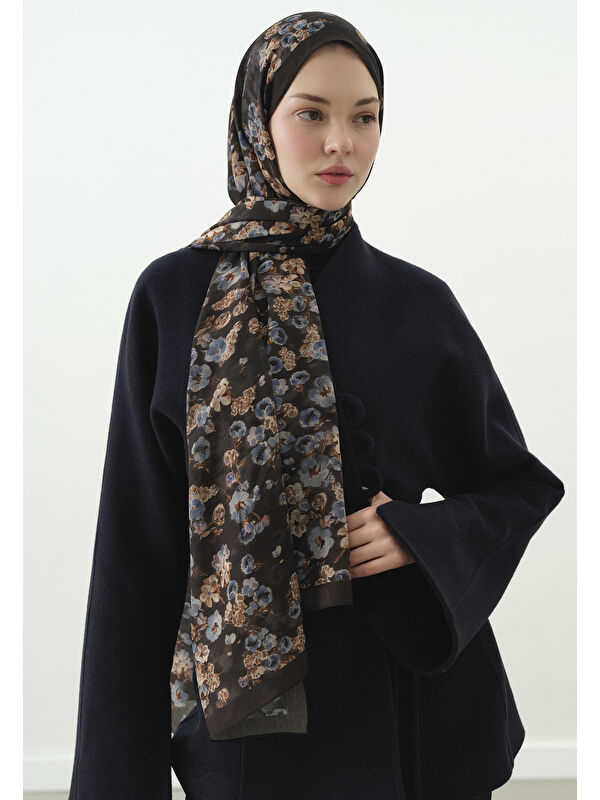 Fresh Scarfs Antrasit Secret Pearl Desenli Pamuk Viskon Şal