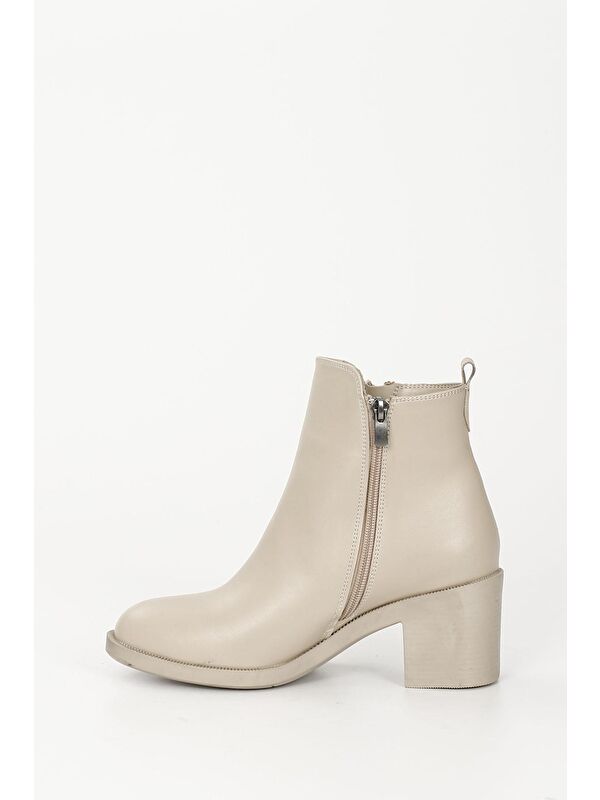 NUDE Yuvarlak Burun Topuklu Fermuarlı Püsküllü Kadın Günlük Bot 35764 - Görsel 7