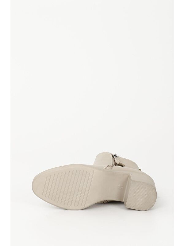 NUDE Yuvarlak Burun Topuklu Fermuarlı Püsküllü Kadın Günlük Bot 35764 - Görsel 8