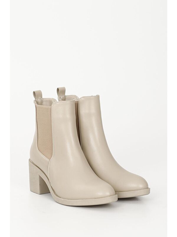 NUDE Yuvarlak Burun Topuklu Kadın Günlük Bot 35763 - Görsel 3