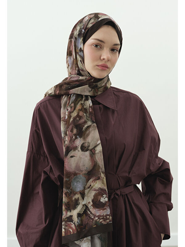 Fresh Scarfs Kahve Sweet Vanılla Desenli Pamuk Viskon Şal