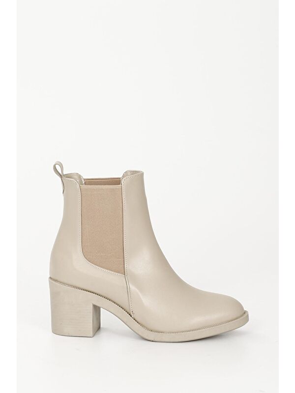 NUDE Yuvarlak Burun Topuklu Kadın Günlük Bot 35763 - Görsel 5