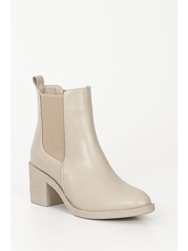 NUDE Yuvarlak Burun Topuklu Kadın Günlük Bot 35763 - Görsel 6