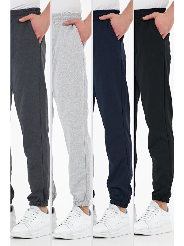 Mmetalic Çok Renkli 4'lü  Erkek Jogger Eşofman Altı Etiketli Arka ve Yan Cepli Regular Fit Lastik Paça