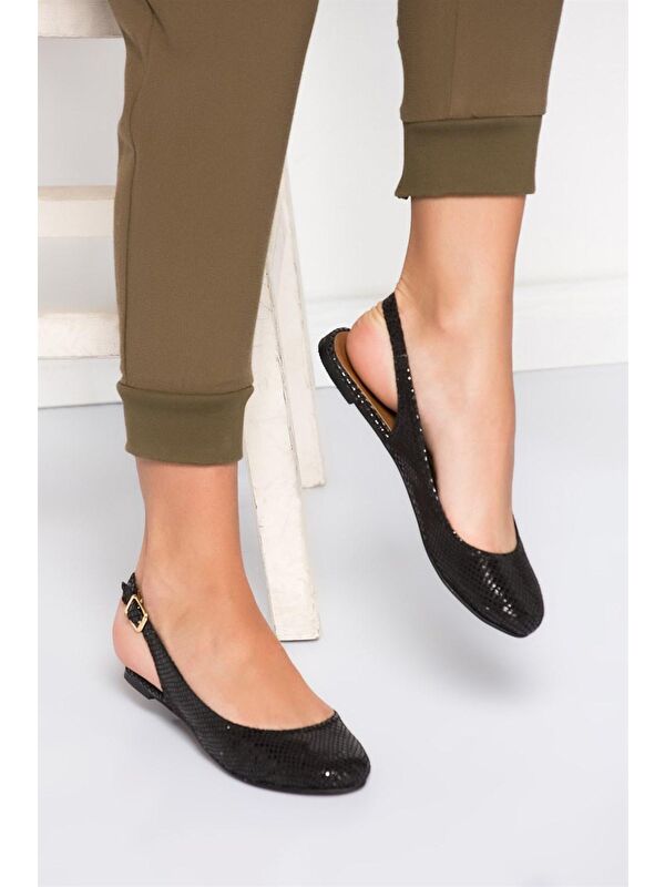 Fox Shoes Siyah Kadın Babet B726105207