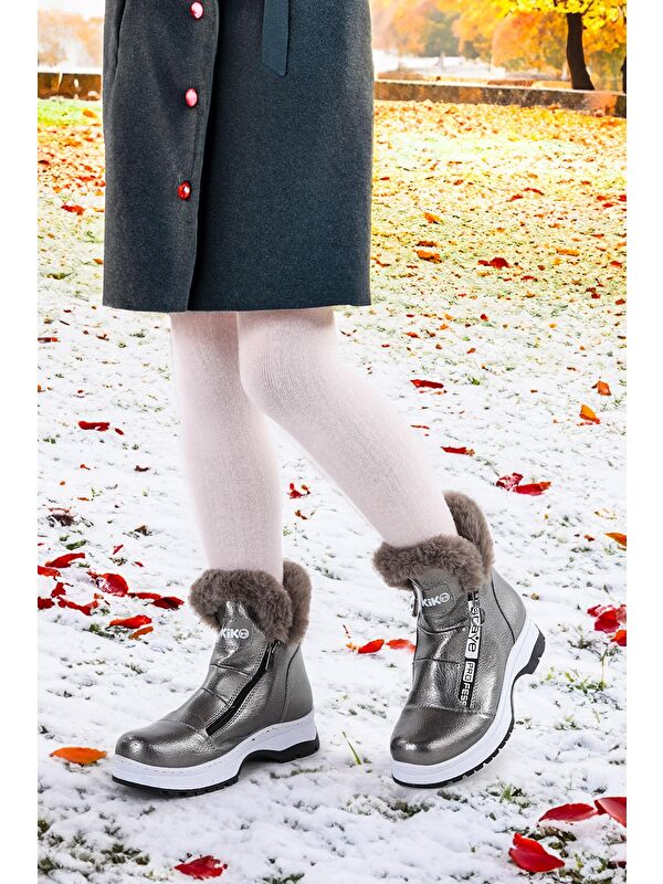 250 Rugan Çatlak Fermuarlı Kız Çocuk Bot Ayakkabı - Görsel 3