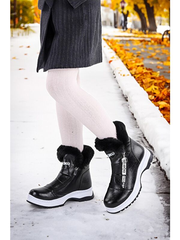 250 Rugan Çatlak Fermuarlı Kız Çocuk Bot Ayakkabı - Görsel 3