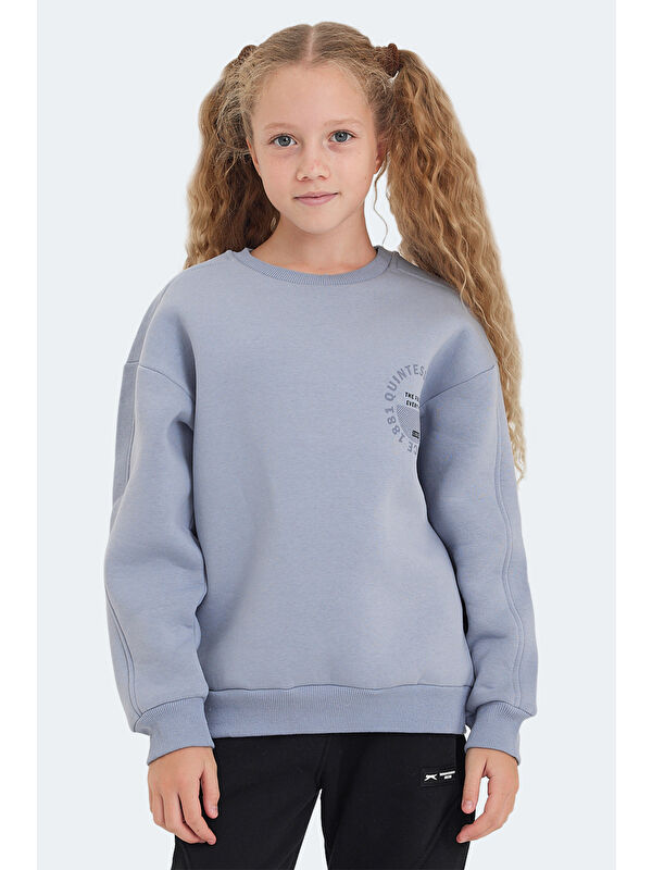 SLAZENGER LONE Unisex Çocuk Taş Gri Sweatshirt