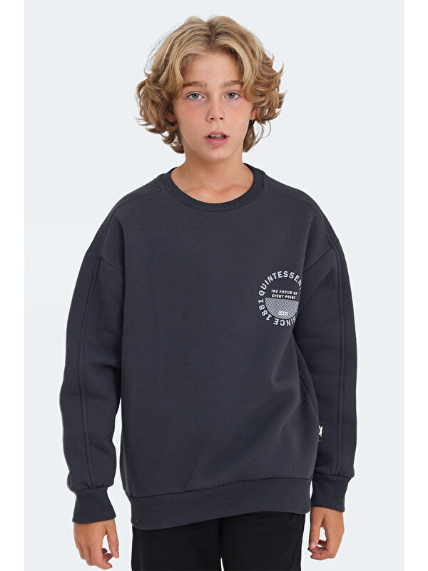 SLAZENGER LONE Unisex Çocuk Koyu Gri Sweatshirt