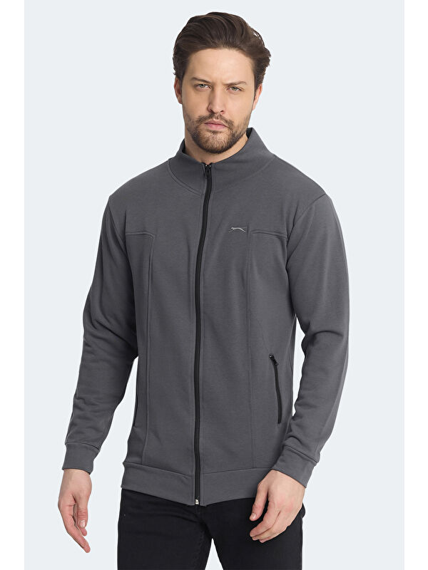SLAZENGER KAGISONA Erkek Fermuarlı Sweatshirt Hırka Koyu Gri
