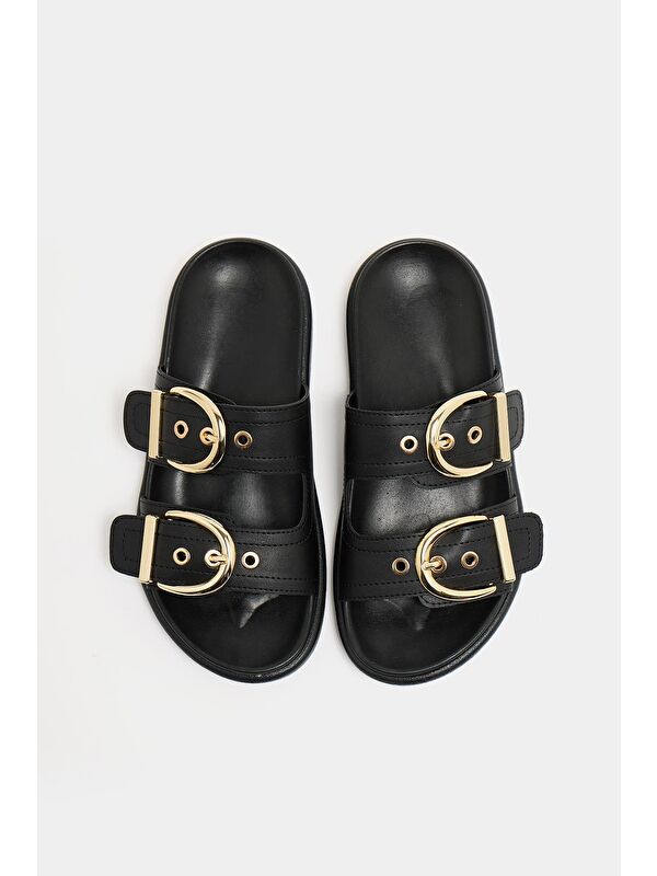 Çift Tokalı Günlük Terlik Siyah - Görsel 3