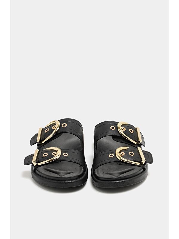 Çift Tokalı Günlük Terlik Siyah - Görsel 6