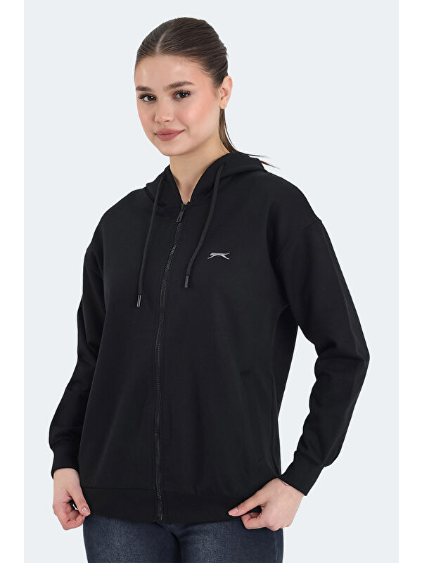 SLAZENGER KATHLEENA IN Kadın Oversıze Siyah Sweatshırt