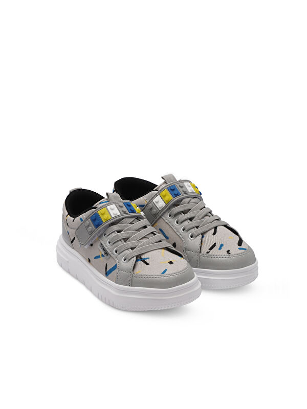 NUMANCIA Erkek Çocuk Cırt Cırtlı Gri / Siyah Günlük Spor Ayakkabısı - Görsel 3