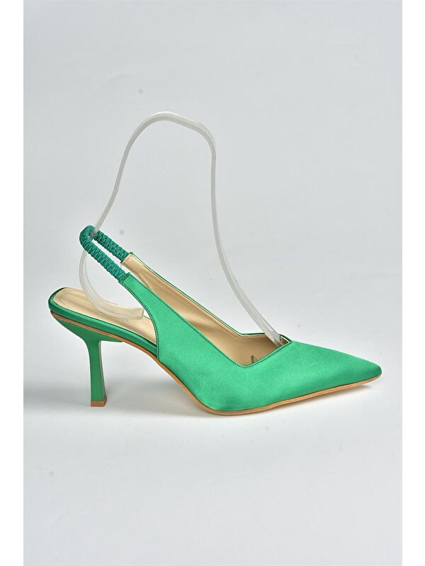 Yeşil Saten Kumaş Kadın Topuklu Ayakkabı M882007004 - Görsel 6