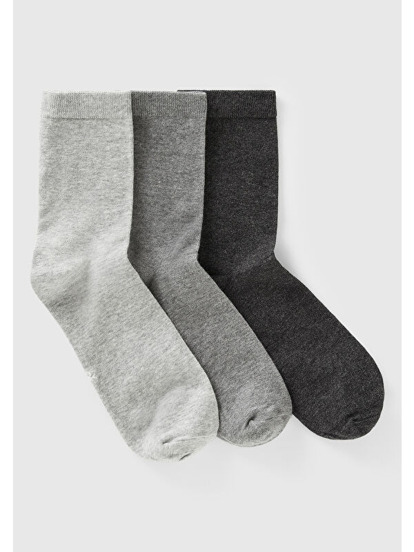 United Colors Of Benetton Unisex Gri 3'lü Soket Çorap