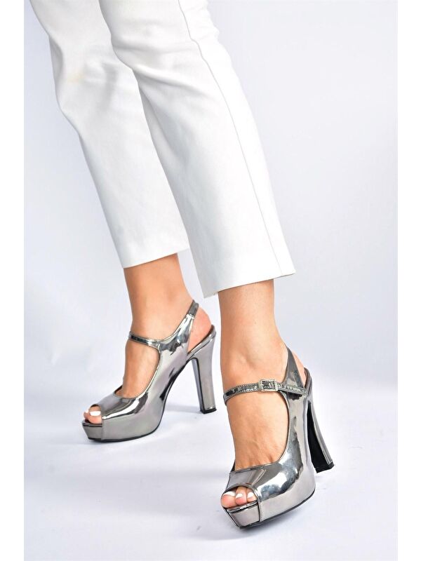 M3480070 Antrasit Kadın Topuklu Ayakkabı - Görsel 3