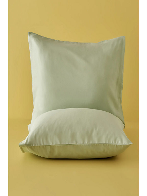 Bella Maison %100 Pamuk Ranforce Basic Yastık Kılıfı 2'li Sisli Yeşil (50x70 cm)