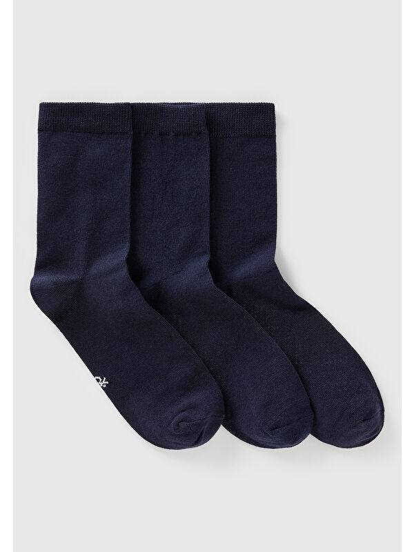 United Colors Of Benetton Unisex Lacivert 3'lü Soket Çorap