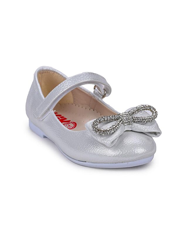 Bowtie Papyon Taşlı Cırtlı Kız Çocuk Babet Ayakkabı - Görsel 6