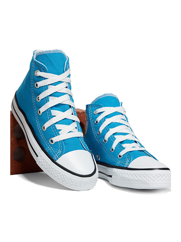 Çocuk Unisex Mavi Rahat Kalıp Bağcıklı Uzun Spor Ayakkabı - Görsel 4