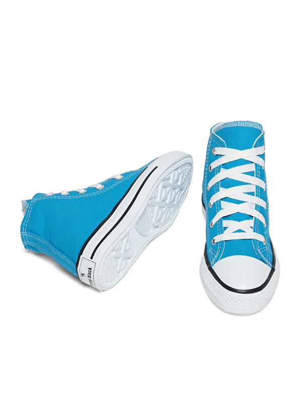 Çocuk Unisex Mavi Rahat Kalıp Bağcıklı Uzun Spor Ayakkabı - Görsel 5