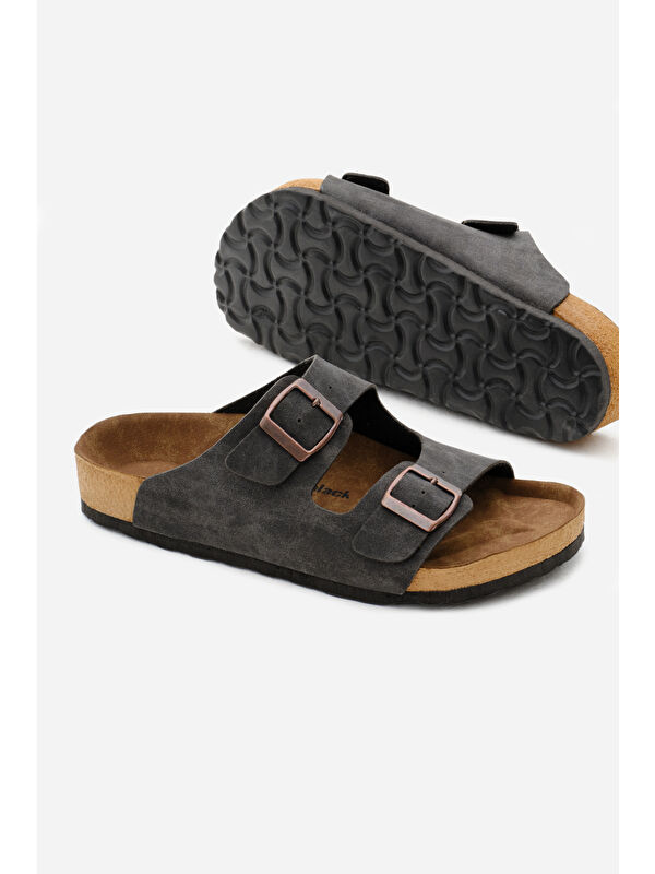 Unisex Füme Poli Taban Ayarlamalı Çift Tokalı Terlik - Görsel 5