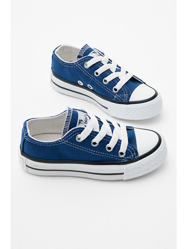 Çocuk Unisex Jean Mavi Rahat Kalıp Bağcıklı Spor Ayakkabı - Görsel 4