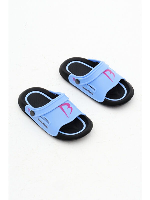 Çocuk Unisex Mavi Poli Taban Logolu Terlik - Görsel 4