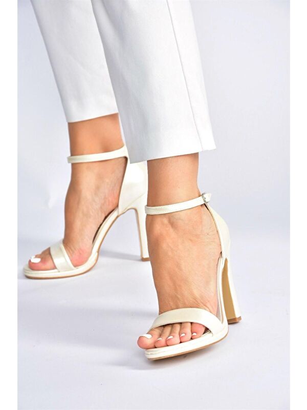 Sedef Tek Bantlı Kalın Topuklu Kadın Ayakkabı M348072309 - Görsel 2