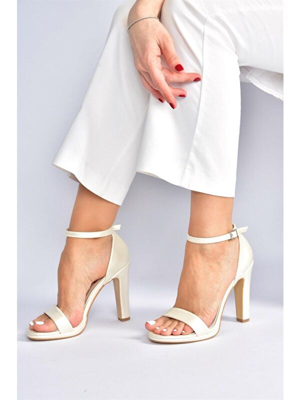 Sedef Tek Bantlı Kalın Topuklu Kadın Ayakkabı M348072309 - Görsel 3