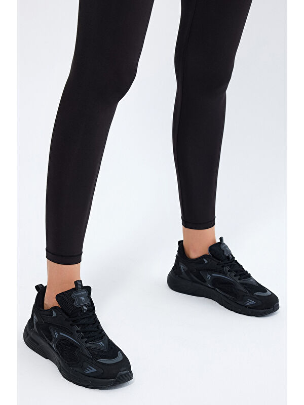 Unisex Siyah Füme Rahat Kalıp Yüksek Faylon Taban Bağcıklı Spor Ayakkabı - Görsel 3