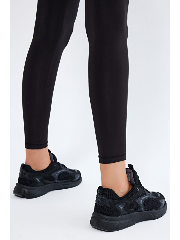 Unisex Siyah Füme Rahat Kalıp Yüksek Faylon Taban Bağcıklı Spor Ayakkabı - Görsel 5