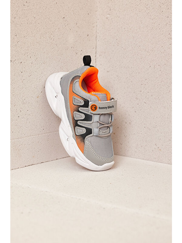 Çocuk Unisex Buz Portakal Rahat Kalıp Işıklı Cırtlı Ayakkabı - Görsel 4