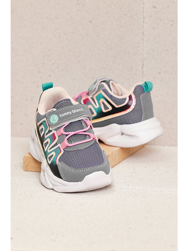 Çocuk Unisex Lila Şeker Rahat Kalıp Işıklı Cırtlı Ayakkabı - Görsel 3