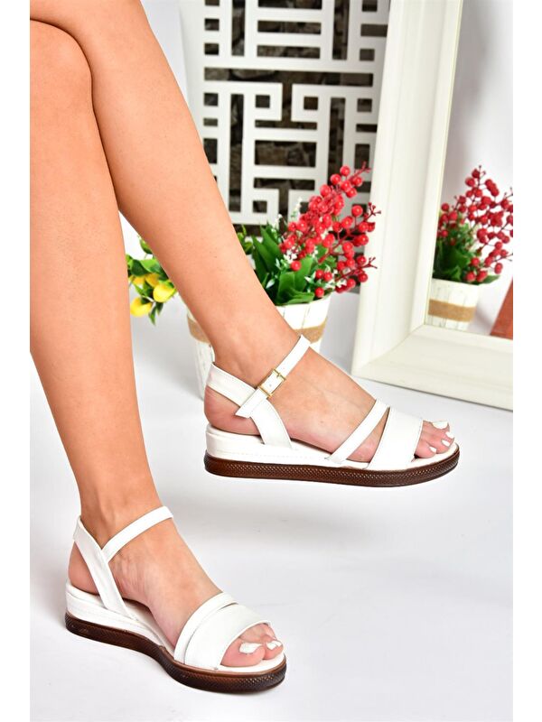 P674300709 Beyaz Dolgu Taban Kadın Ayakkabı - Görsel 2