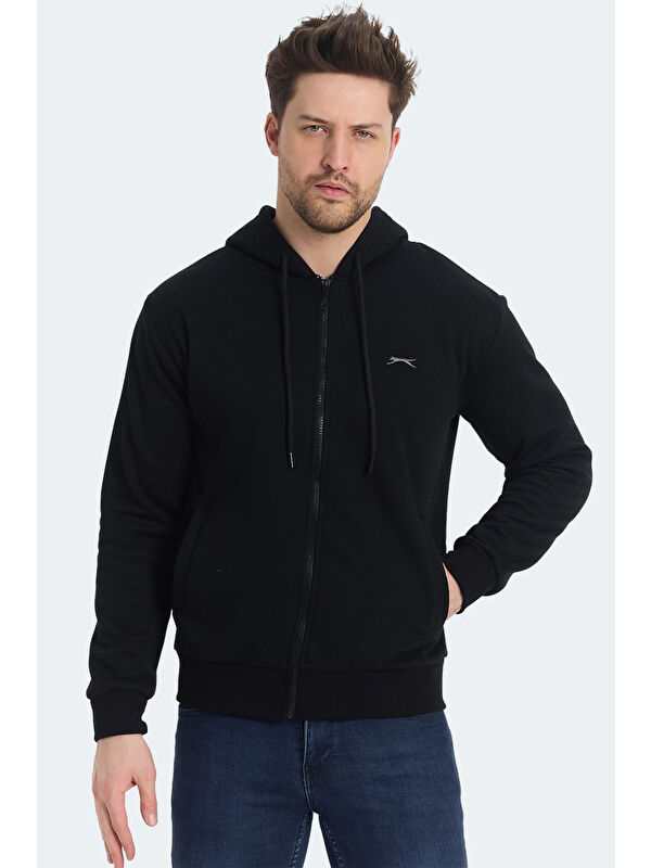 SLAZENGER KOZZAX Erkek Fermuarlı Sweatshirt Hırka Siyah