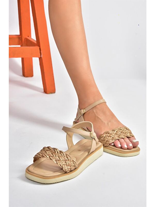 P252251709 Ten Kalın Bantlı Günlük Kadın Sandalet - Görsel 3