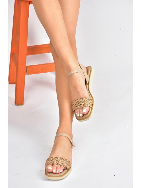 P252251709 Ten Kalın Bantlı Günlük Kadın Sandalet - Görsel 2