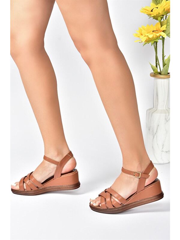 K674305409 Taba Dolgu Taban Kadın Ayakkabı - Görsel 4