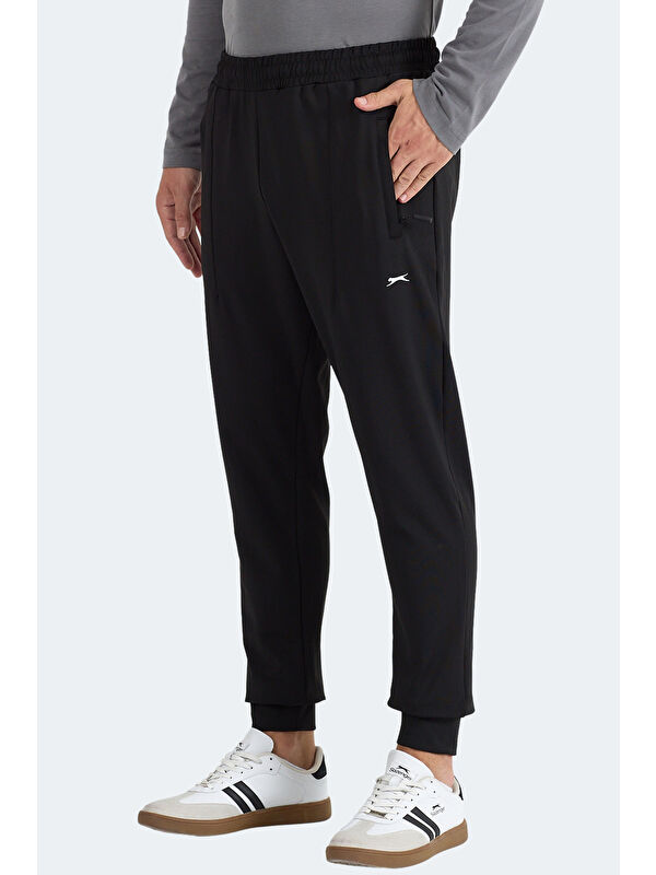 SLAZENGER FLAUNT Erkek Fermuar Cepli Siyah Jogger Eşofman Altı